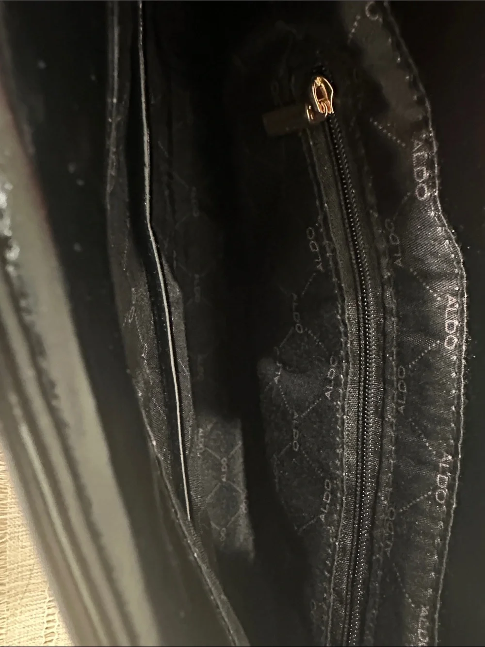 Aldo Black Quilted Shoulder Bag with Gold Hardware